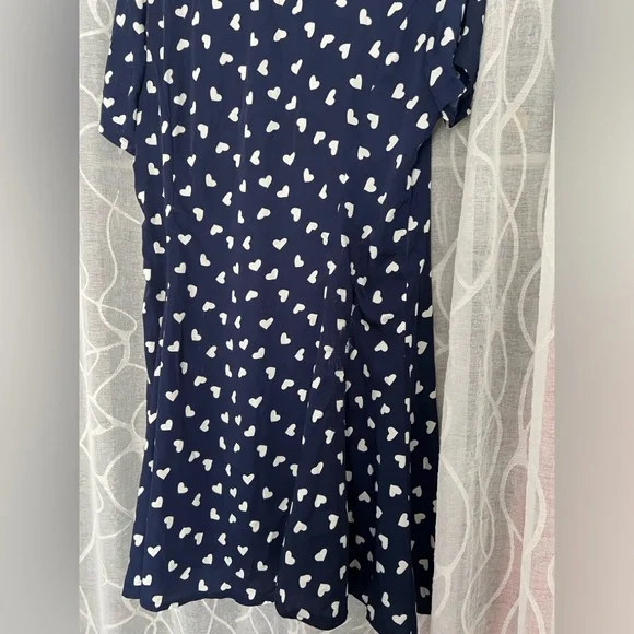 Unique vintage navy and white heart polka dot a-line vintage inspired dress 12-L - Picture 12 of 14